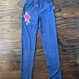 Navy Blue Faux Buttoned Girls Pants